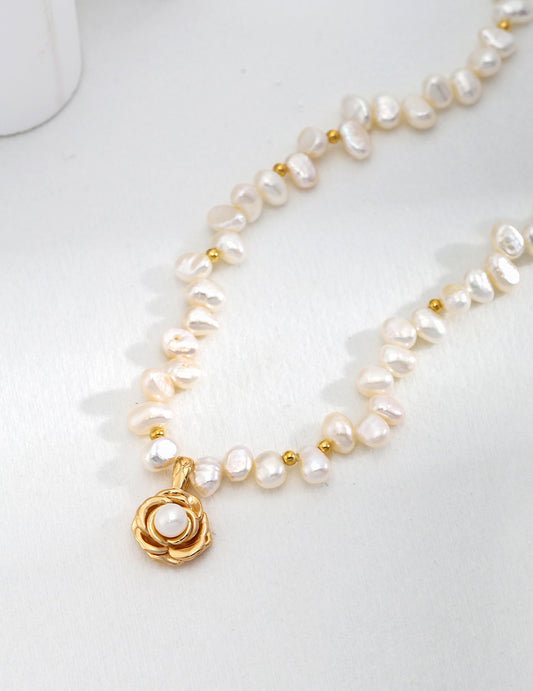 🔥【Classic Hot Selling Model】 Pure Silver Natural Pearl Necklace  D0484