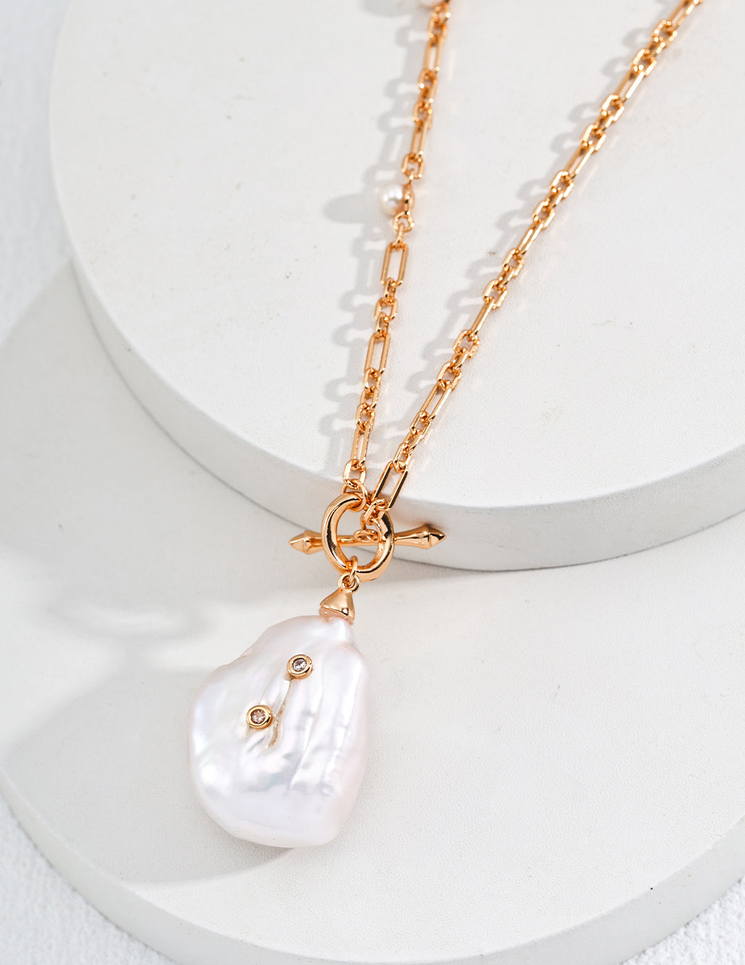 Sterling silver baroque pearl long necklace D0350