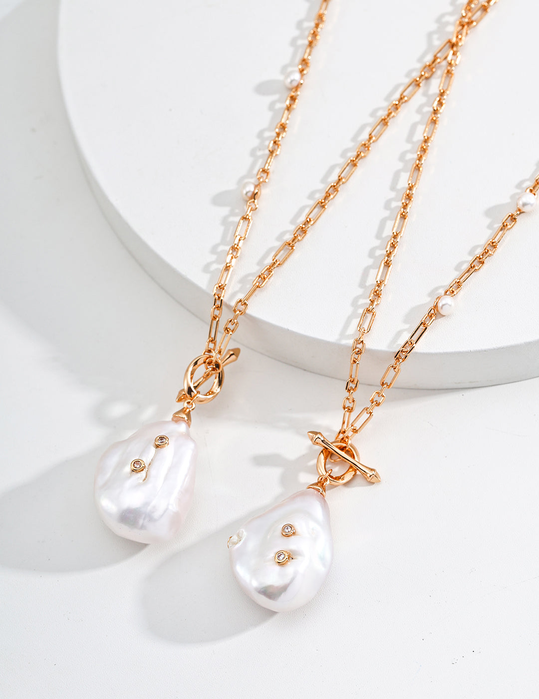 Sterling silver baroque pearl long necklace D0350